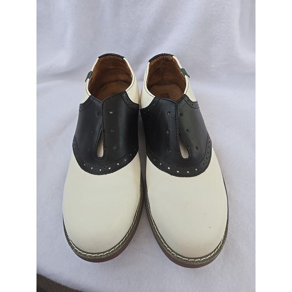 School Issue Youth Upper Class Saddle Oxfords Blk/WHT Leather US 8 1/2 W